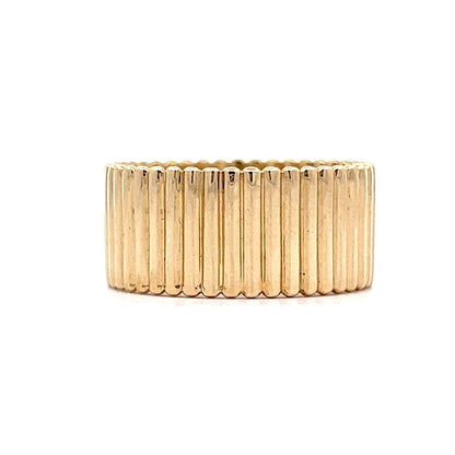 Ultra Wide Ridged Stacking Band in 14k Yellow Gold