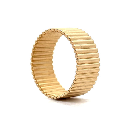 Ultra Wide Ridged Stacking Band in 14k Yellow Gold