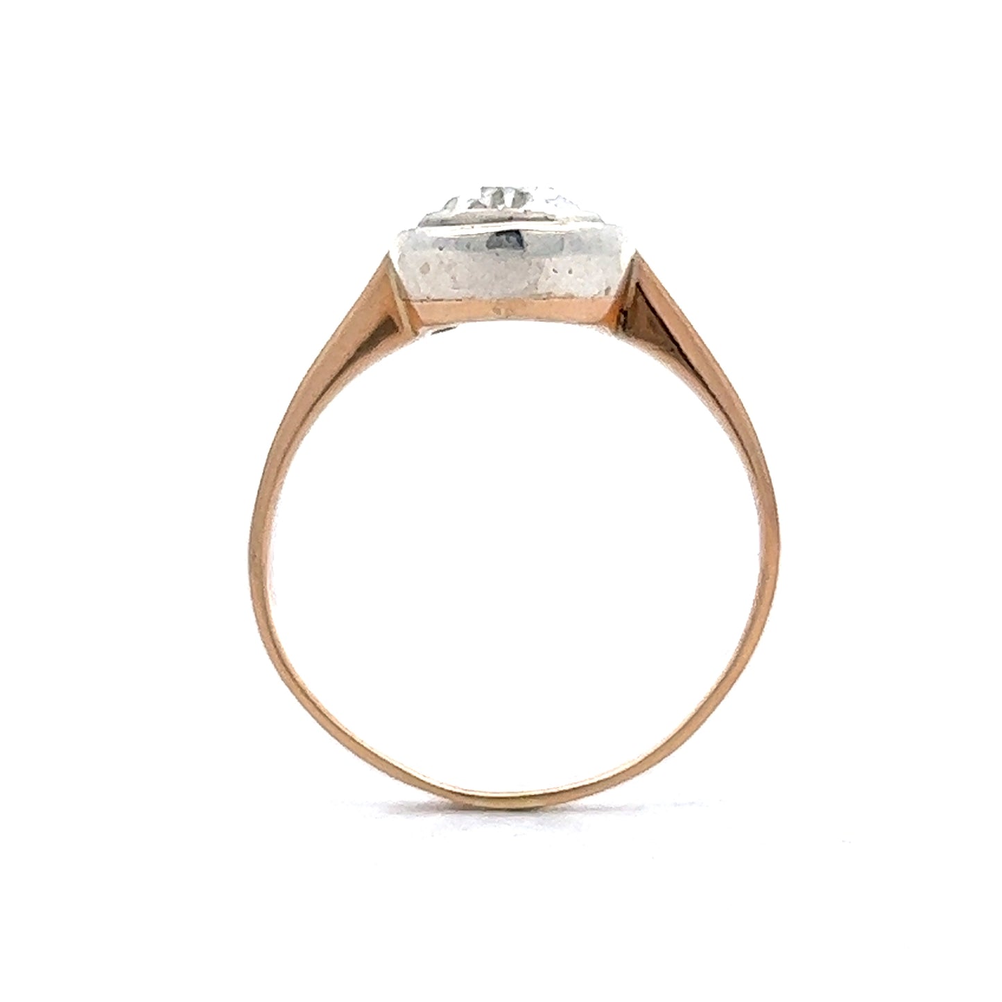Victorian Pear Cut Diamond Engagement Ring in 14k Rose Gold & Sterling Silver