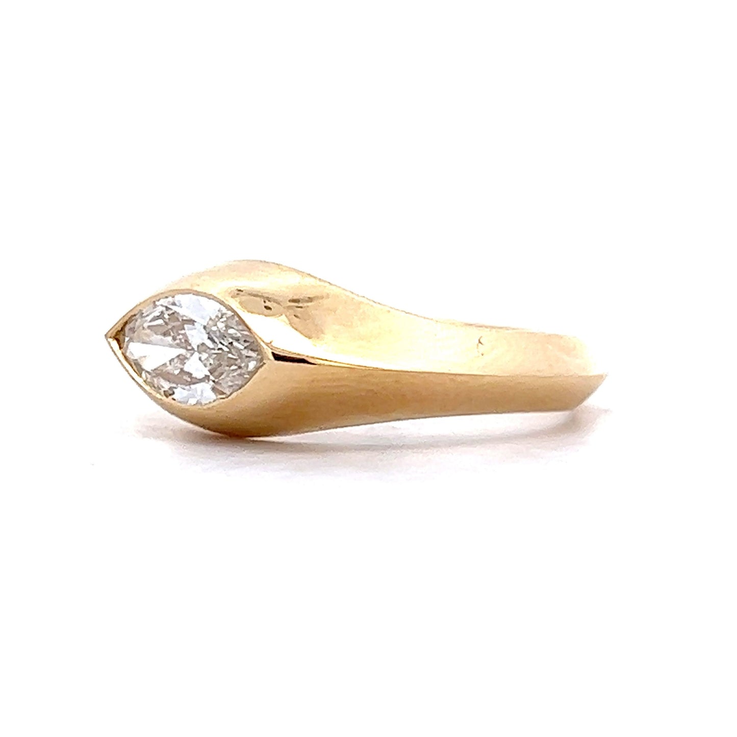 Flush Set Marquise Diamond Engagement Ring in 14k Yellow Gold