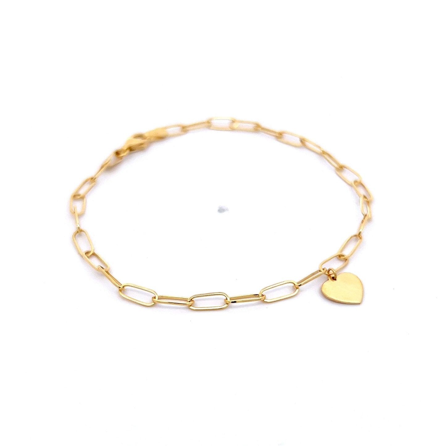 Paperclip Charm Bracelet in 14k Yellow Gold