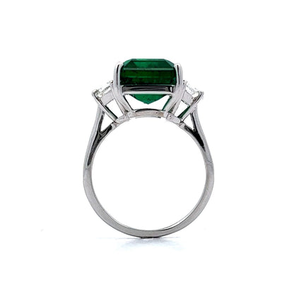 10.02 Octagonal Step Cut Emerald & Diamond Ring in 14k White Gold