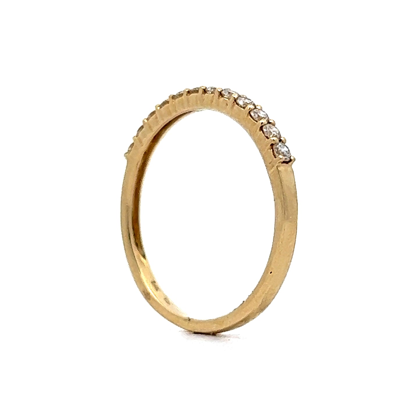 Simple Yellow Gold Diamond Wedding Band 14k