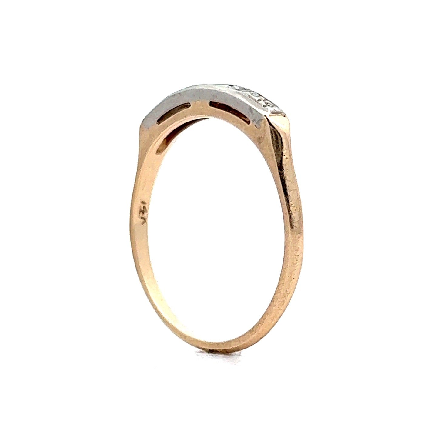 .10 Retro Two-Toned Diamond Wedding Band in 14k Yellow Gold