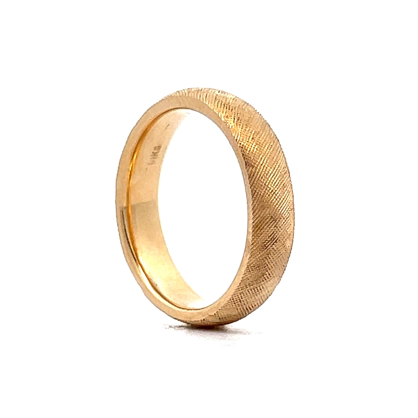 Florentine Finish Wedding Band in 14k Yellow Gold