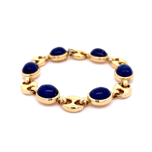 36.90 Lapis Lazuli Cabochon Bracelet in 18k Yellow Gold