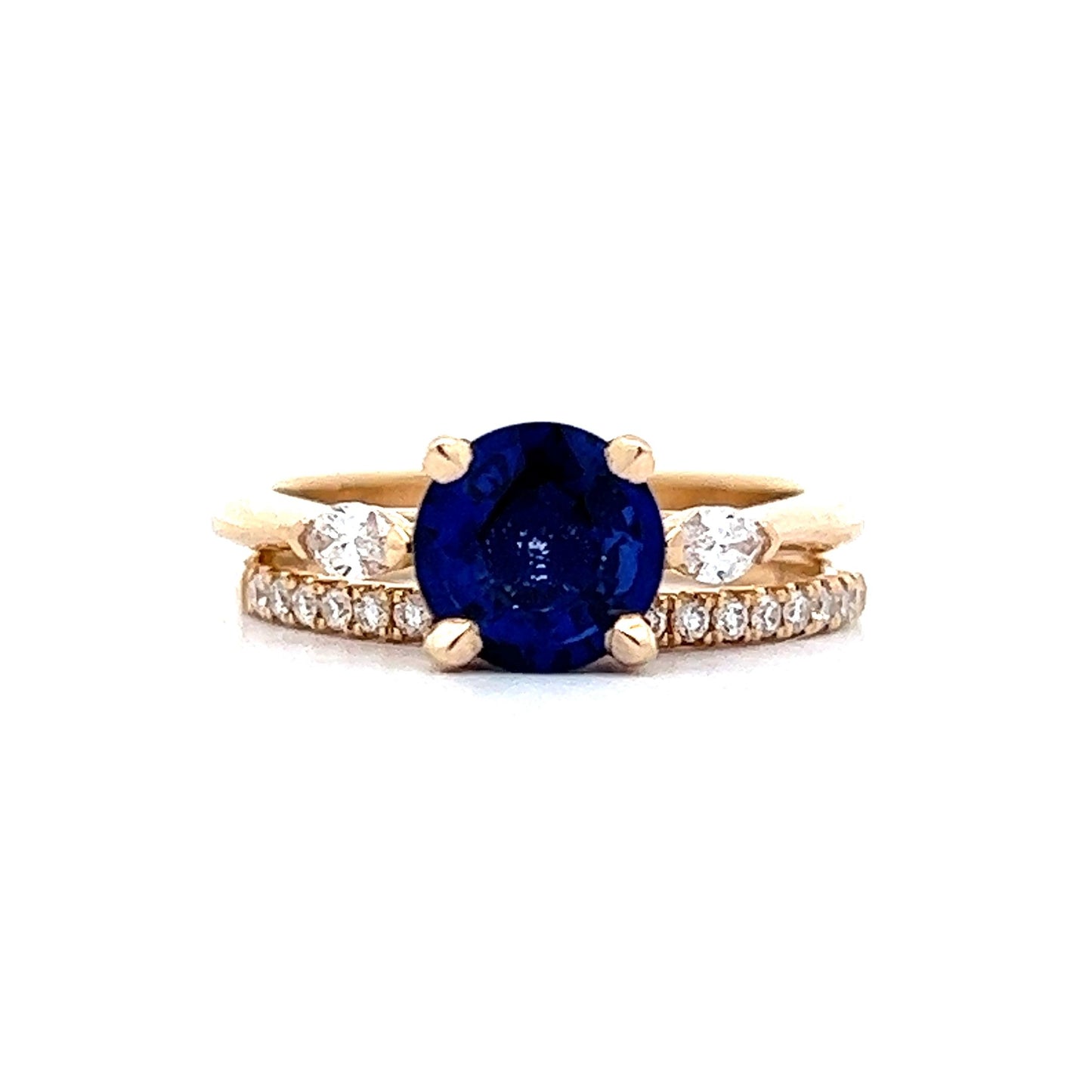 1.60 Blue Sapphire Engagement Ring in 14k Yellow Gold