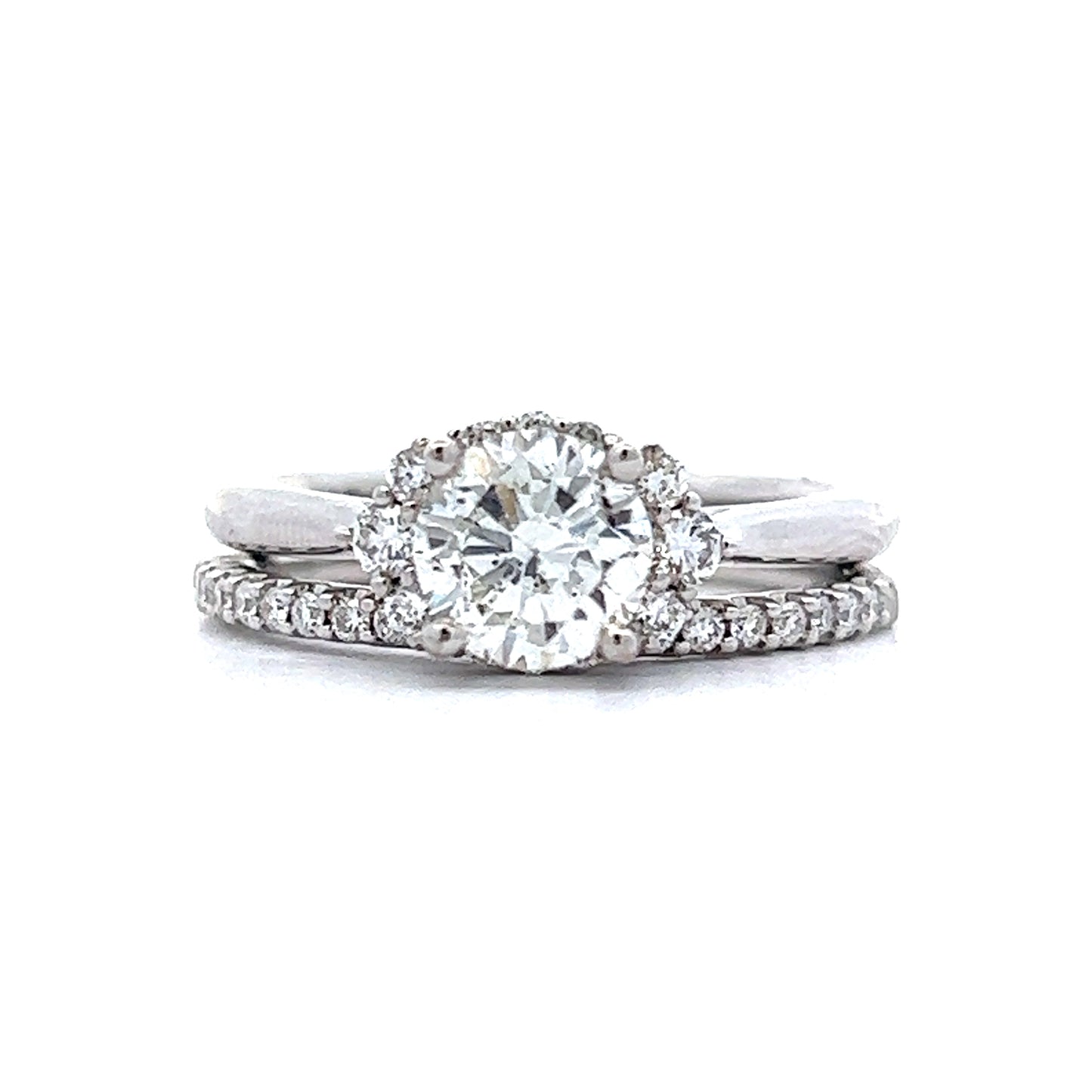 1.01 Half Halo Diamond Engagement Ring in 14k White Gold
