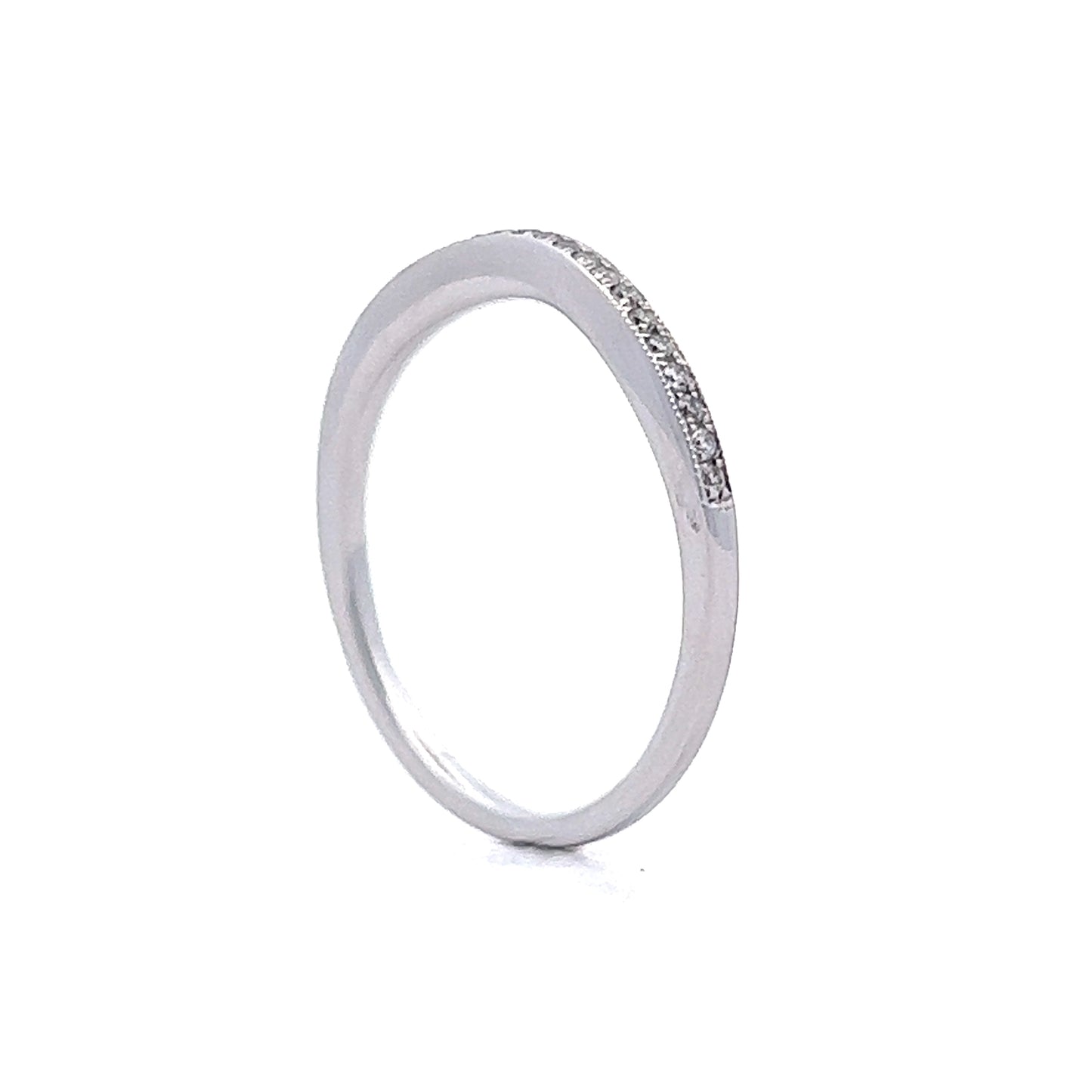 .12 Milgrain Contoured Diamond Wedding Band in White Gold