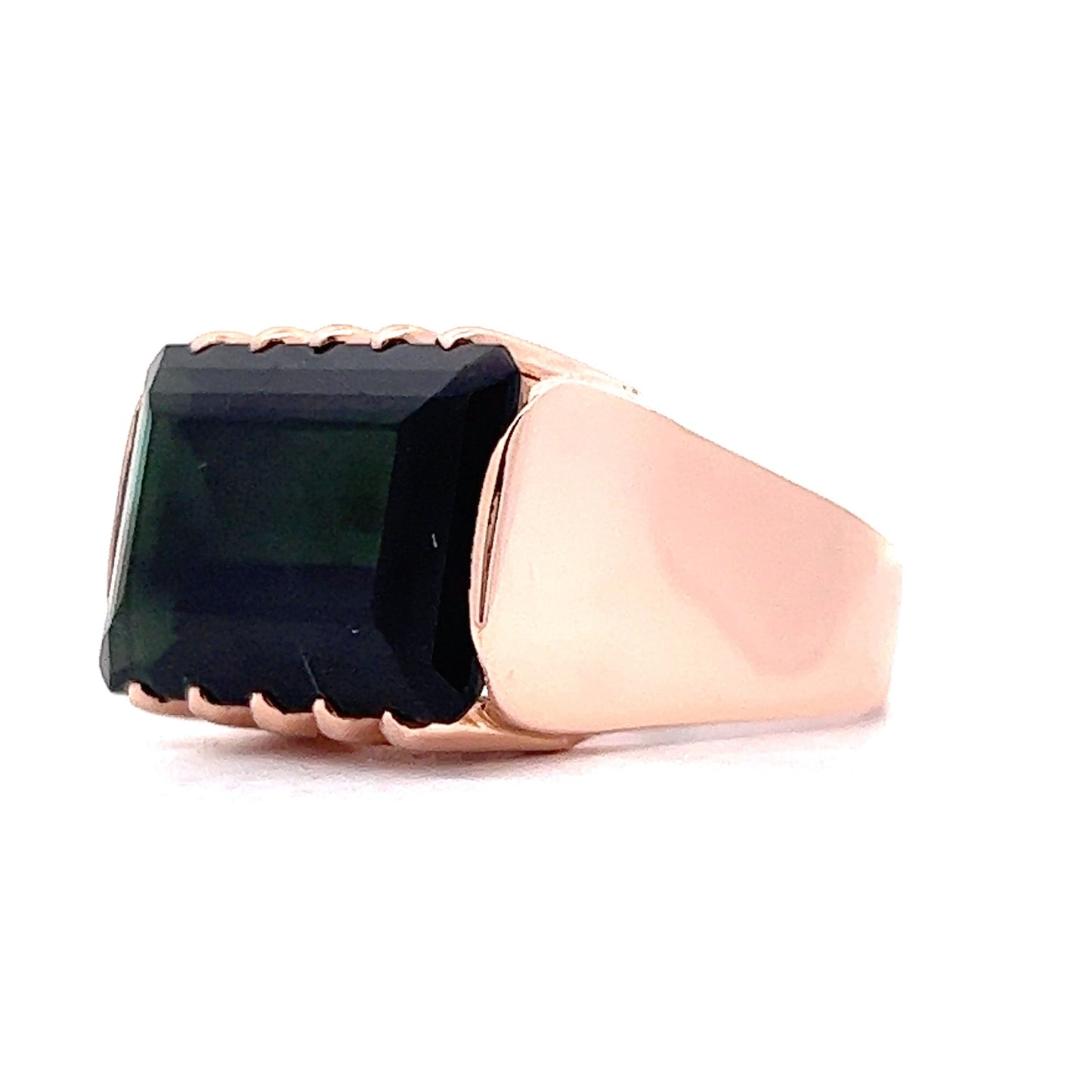 10.13 Emerald Cut Tourmaline Cocktail Ring in Rose Gold