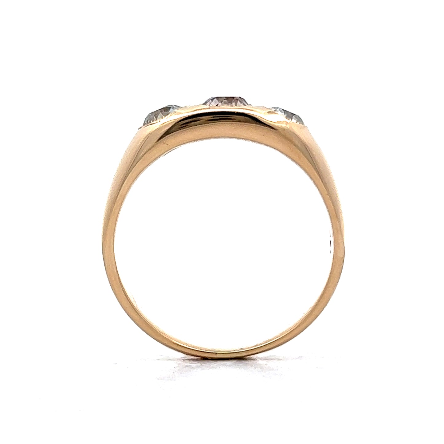 Vintage Men's Diamond Three Stone Ring in 14k Yellow Gold