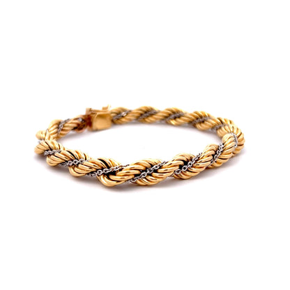 Two-Tone Twisted Rope Bracelet in 14k Yellow & White Gold