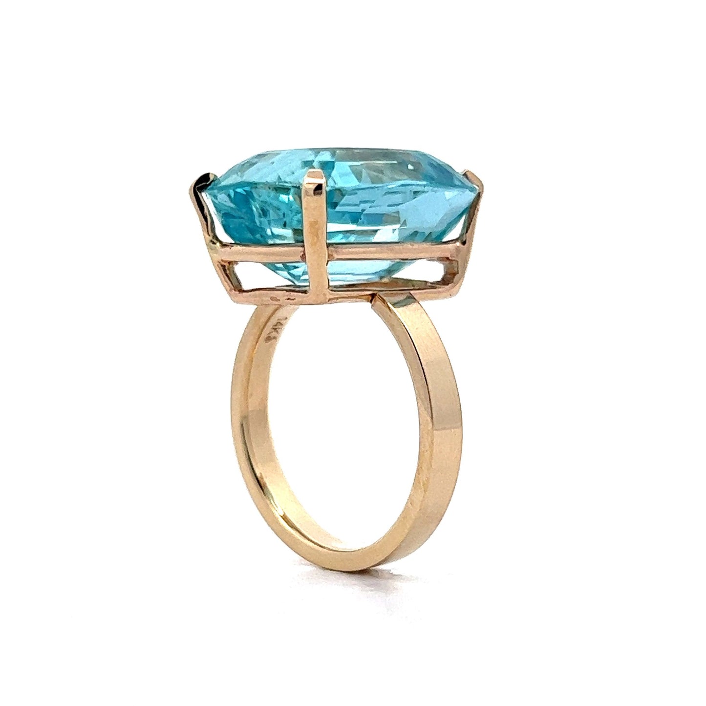 11.96 Cushion Cut Aquamarine Ring in 14k Yellow Gold
