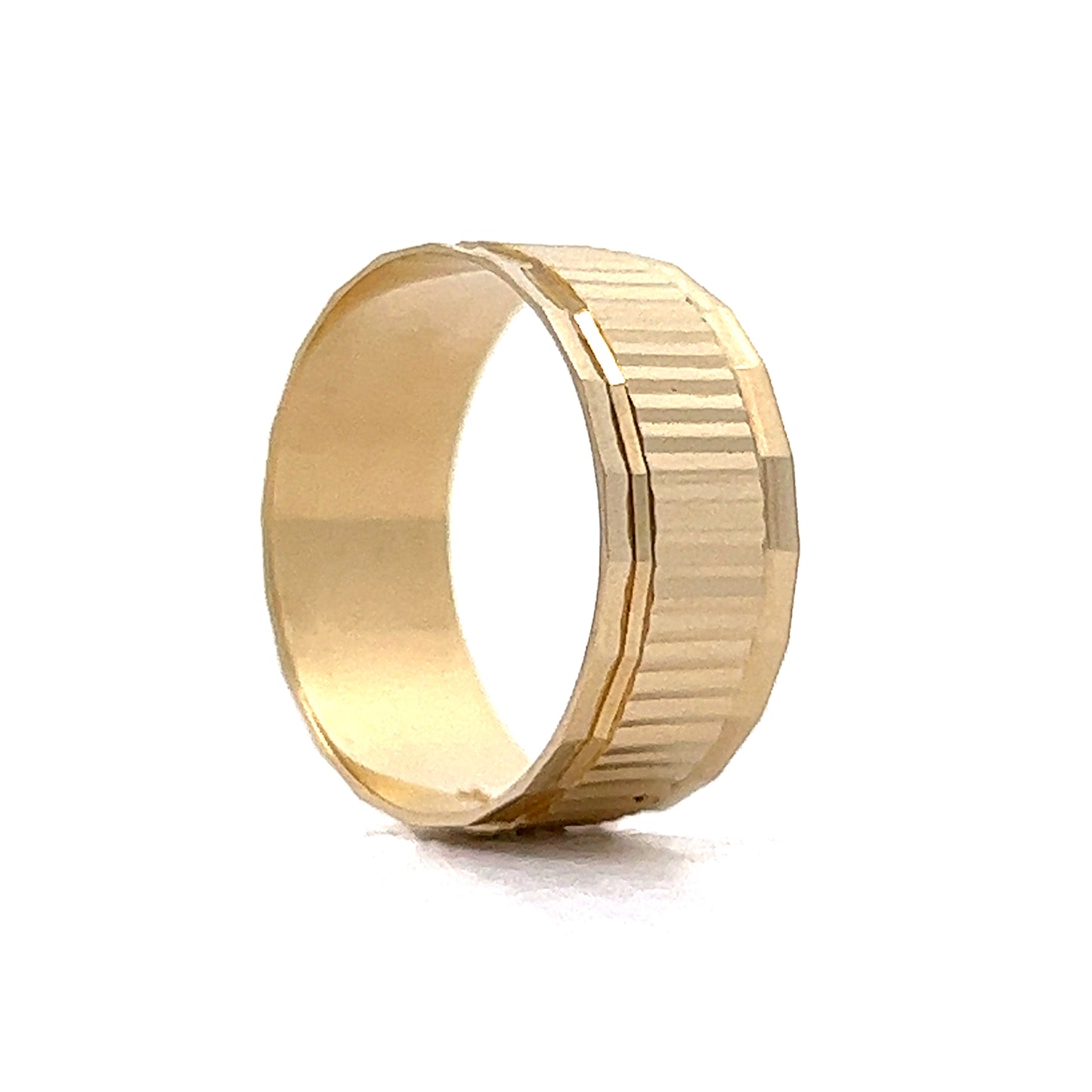 7mm Wide Textured Stacking Band in 14k Yellow Gold
