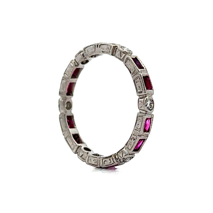 Ruby & Diamond Stacking Band in 18k White Gold