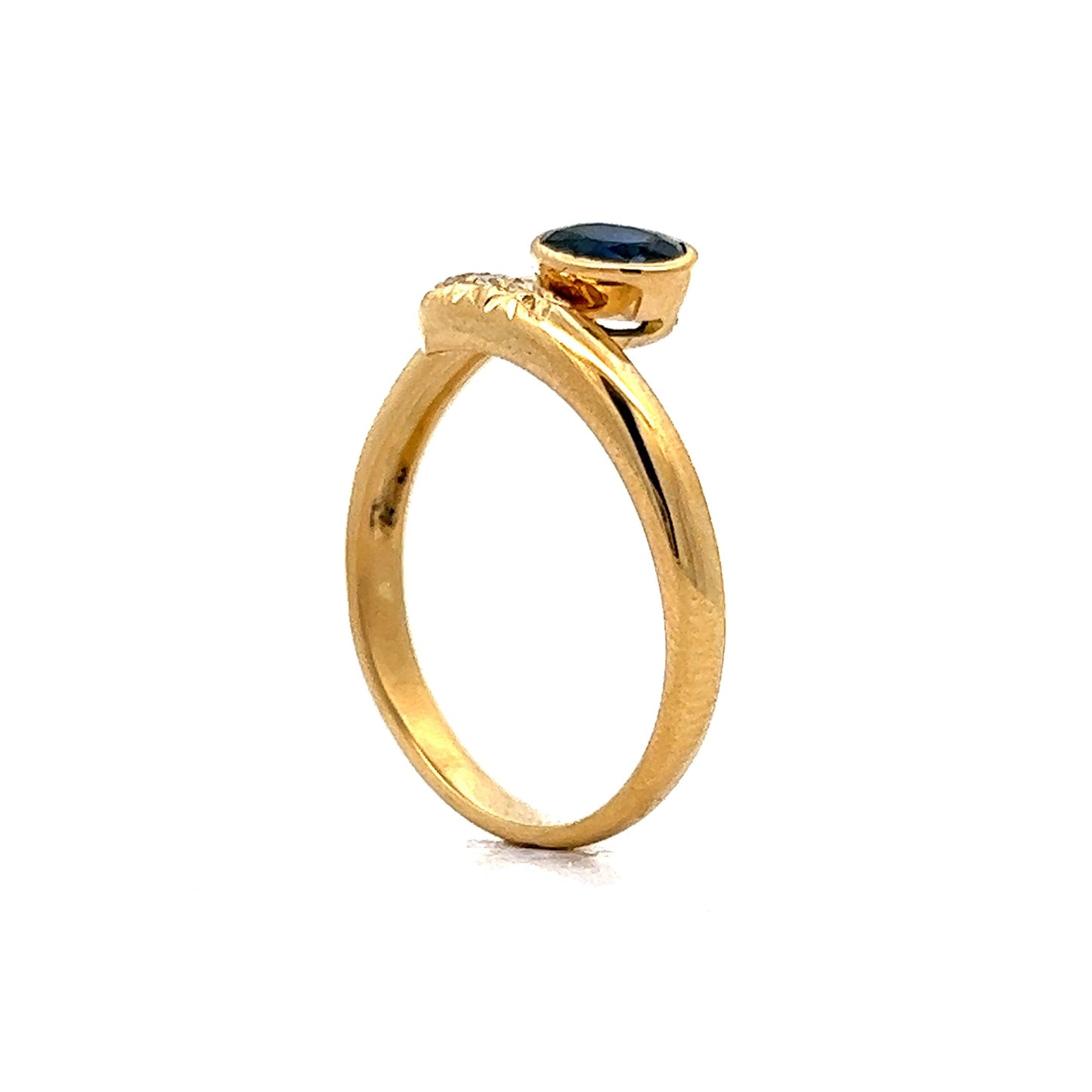 Sapphire & Diamond Bypass Ring in 18k Yellow Gold