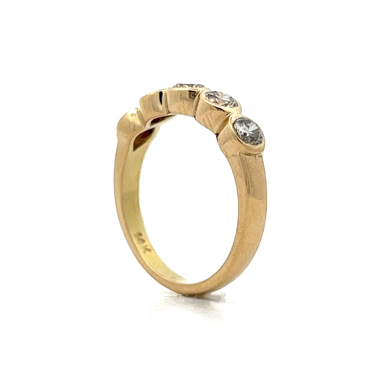 Five Stone Bezel Set Diamond Band in 14k Yellow Gold