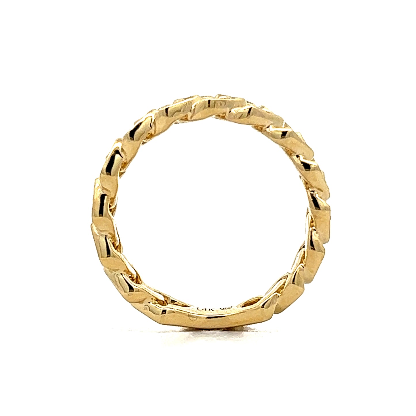 Diamond Eternity Cuban Link Ring in 14k Yellow Gold