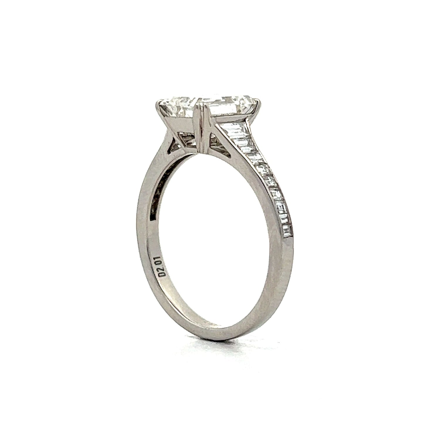 2 Carat Emerald Cut Diamond Engagement Ring in Platinum