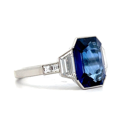 5.01 Blue Sapphire Engagement Ring in Platinum