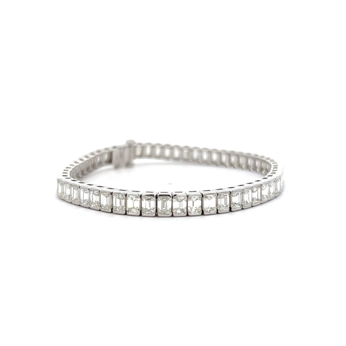 13 Carat Emerald Cut Diamond Tennis Bracelet in Platinum