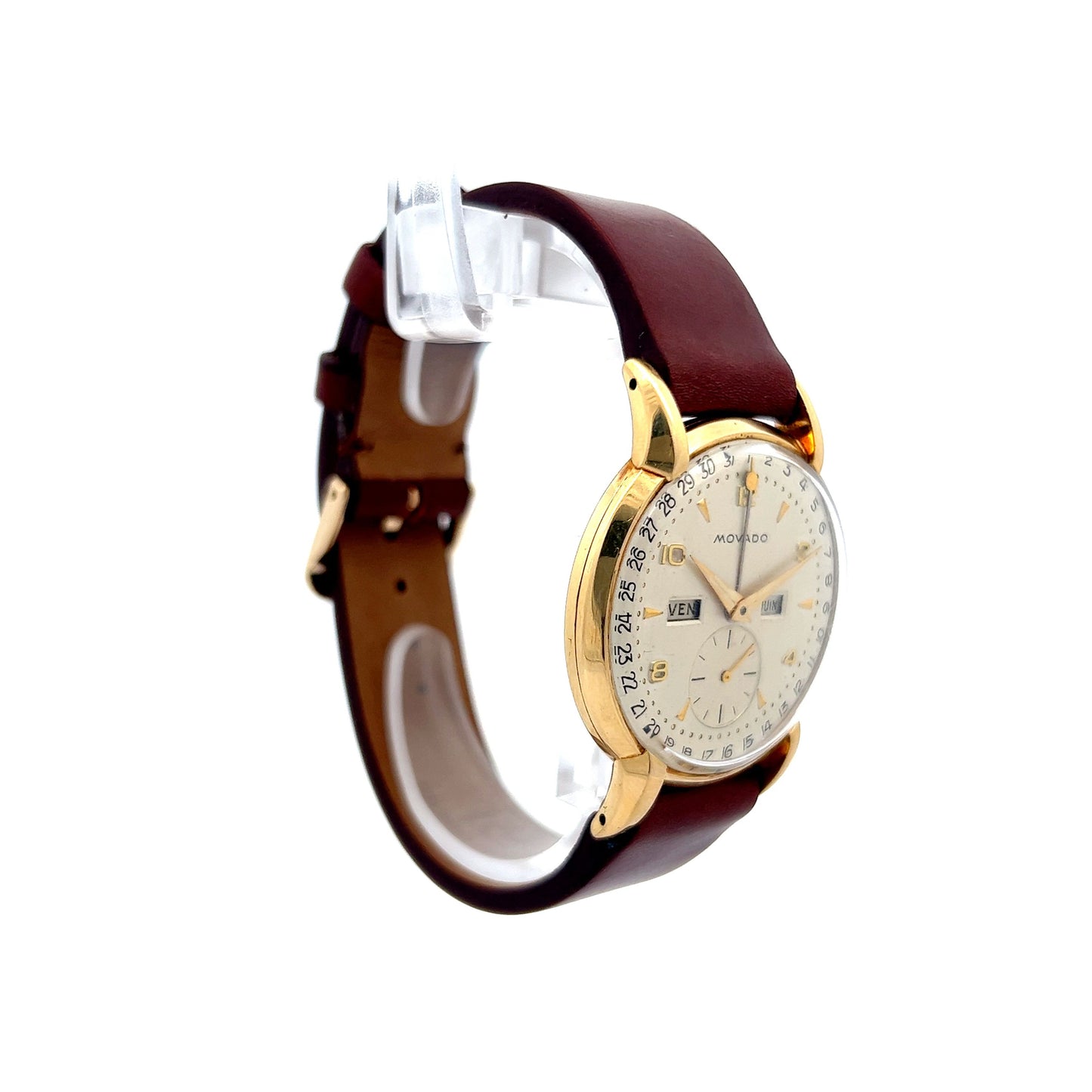 Vintage 1950's Movado Triple Calendar Watch 4862 in 18k Yellow Gold