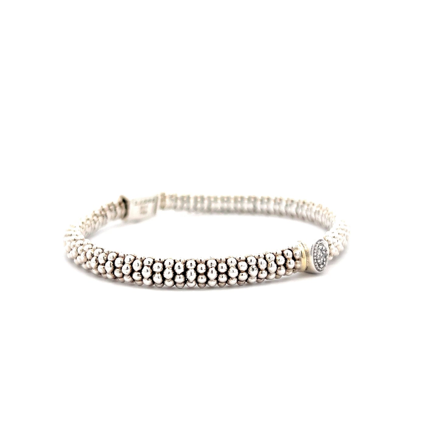 Lagos Caviar Diamond Bracelet in 18k White Gold & Sterling Silver