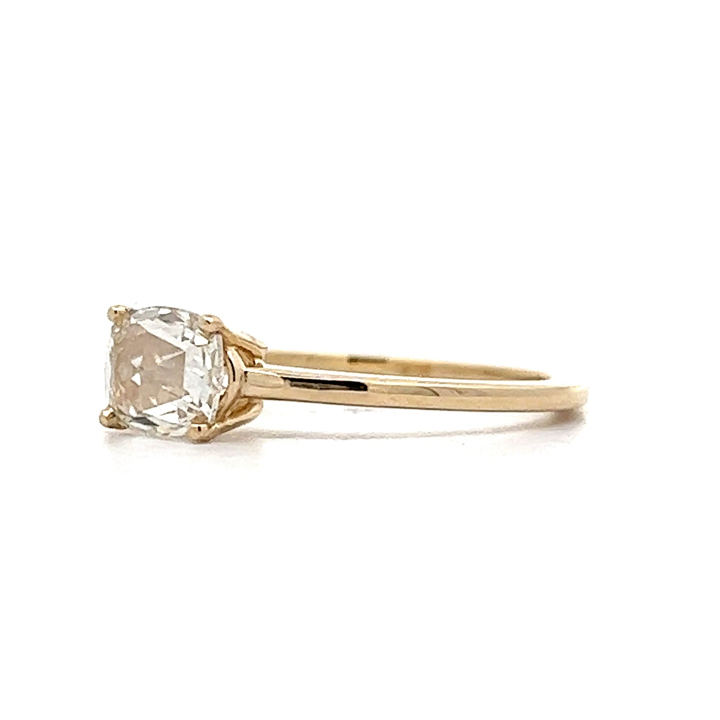 .82 Rose Cut Diamond Solitaire Engagement Ring in Yellow Gold