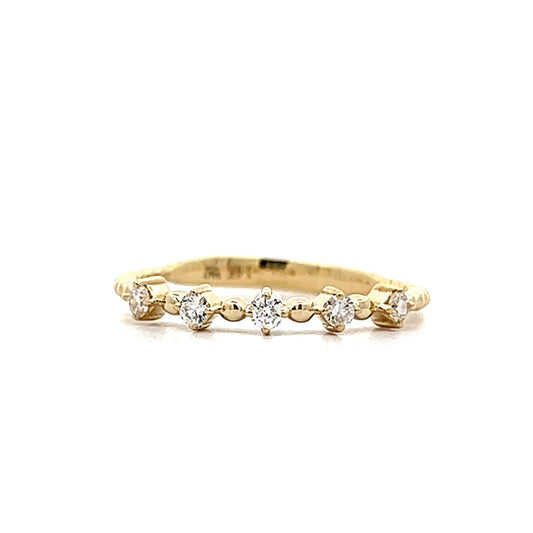 .16 Diamond Five Stone Stacking Wedding Band in Yellow Gold