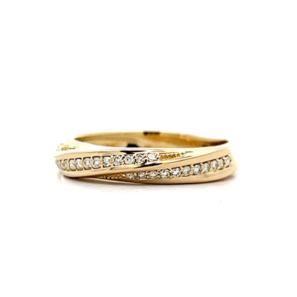 Twisted Channel Diamond Wedding Band in Yellow Gold