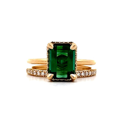 2.00 Green Tourmaline Solitaire Engagement Ring in Yellow Gold