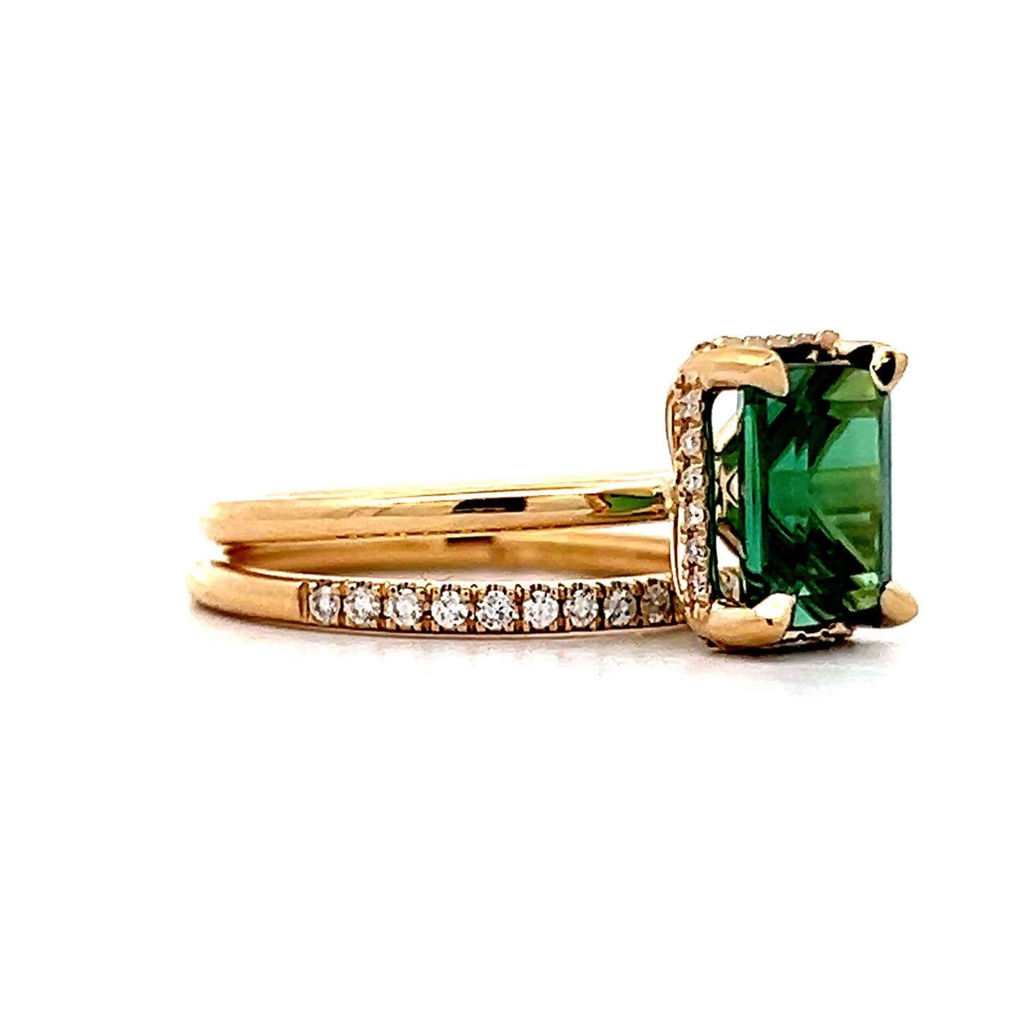 2.00 Green Tourmaline Solitaire Engagement Ring in Yellow Gold