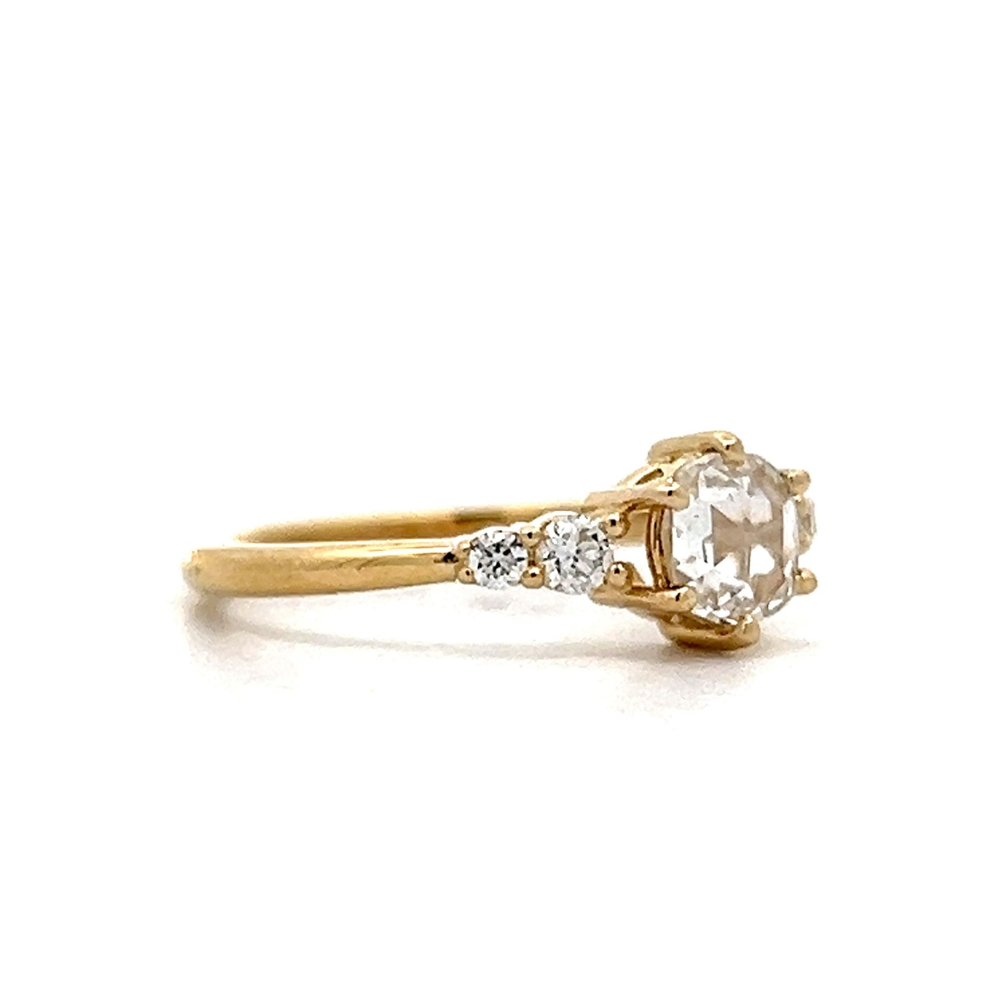 .82 Rose Cut Diamond Engagement Ring in Yellow Gold
