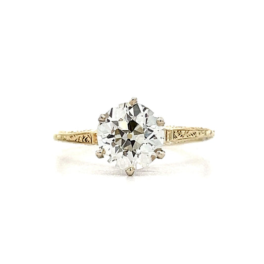 1.62 Old European Diamond Engagement Ring in Yellow Gold