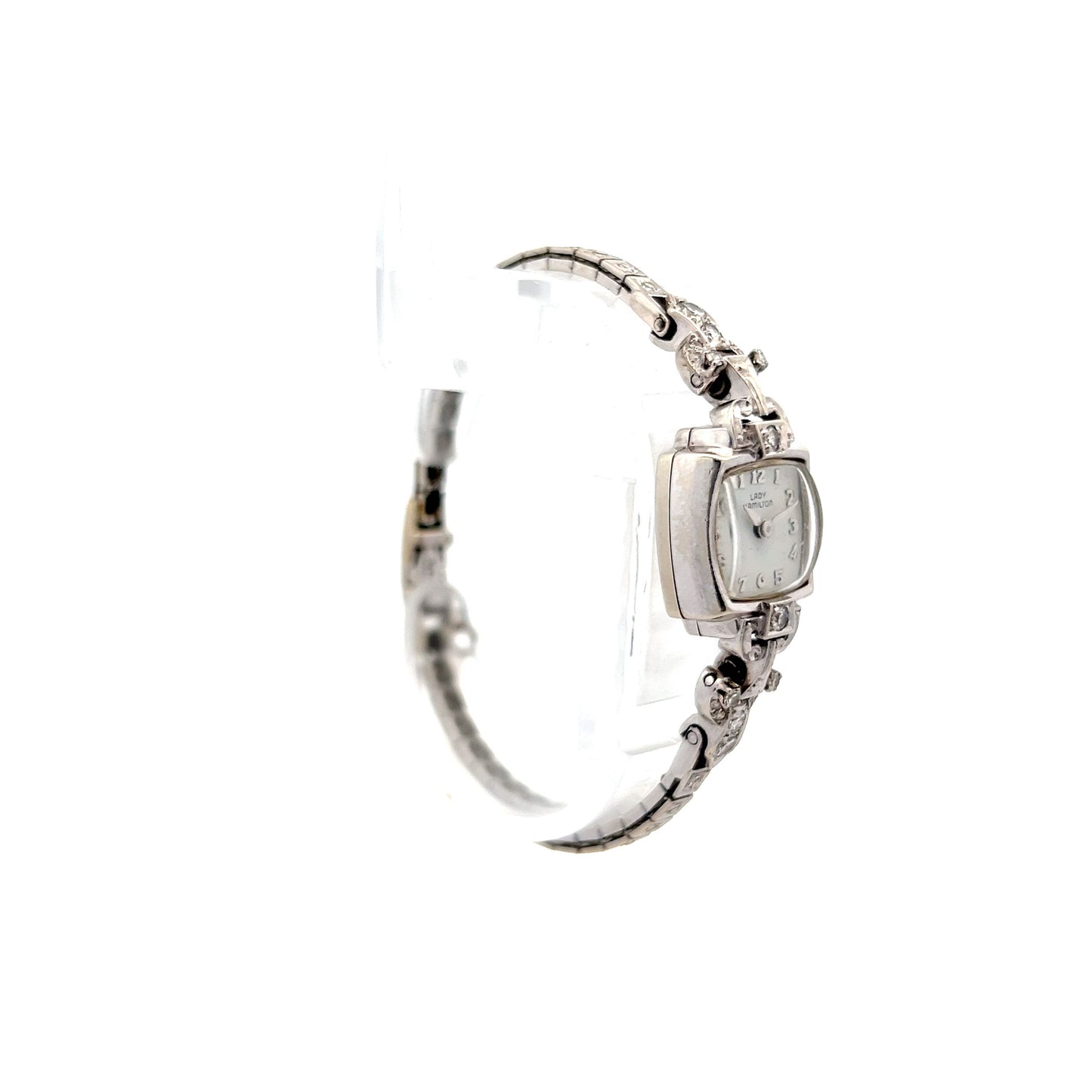 Antique Art Deco Hamilton Ladies Watch in 14k White Gold