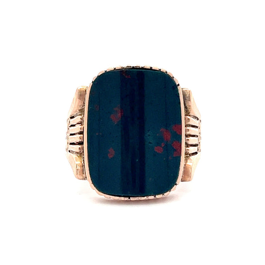 Victorian Cabochon Blood Stone Ring in 10k Rose Gold
