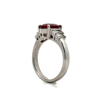 2.23 Oval Ruby & Diamond Engagement Ring in Platinum
