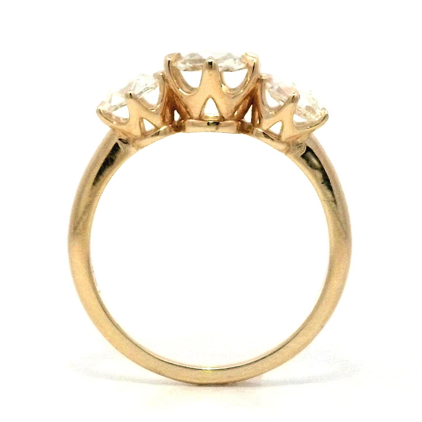 Rose Cut Diamond Three Stone Engagement Ring in Yellow Gold