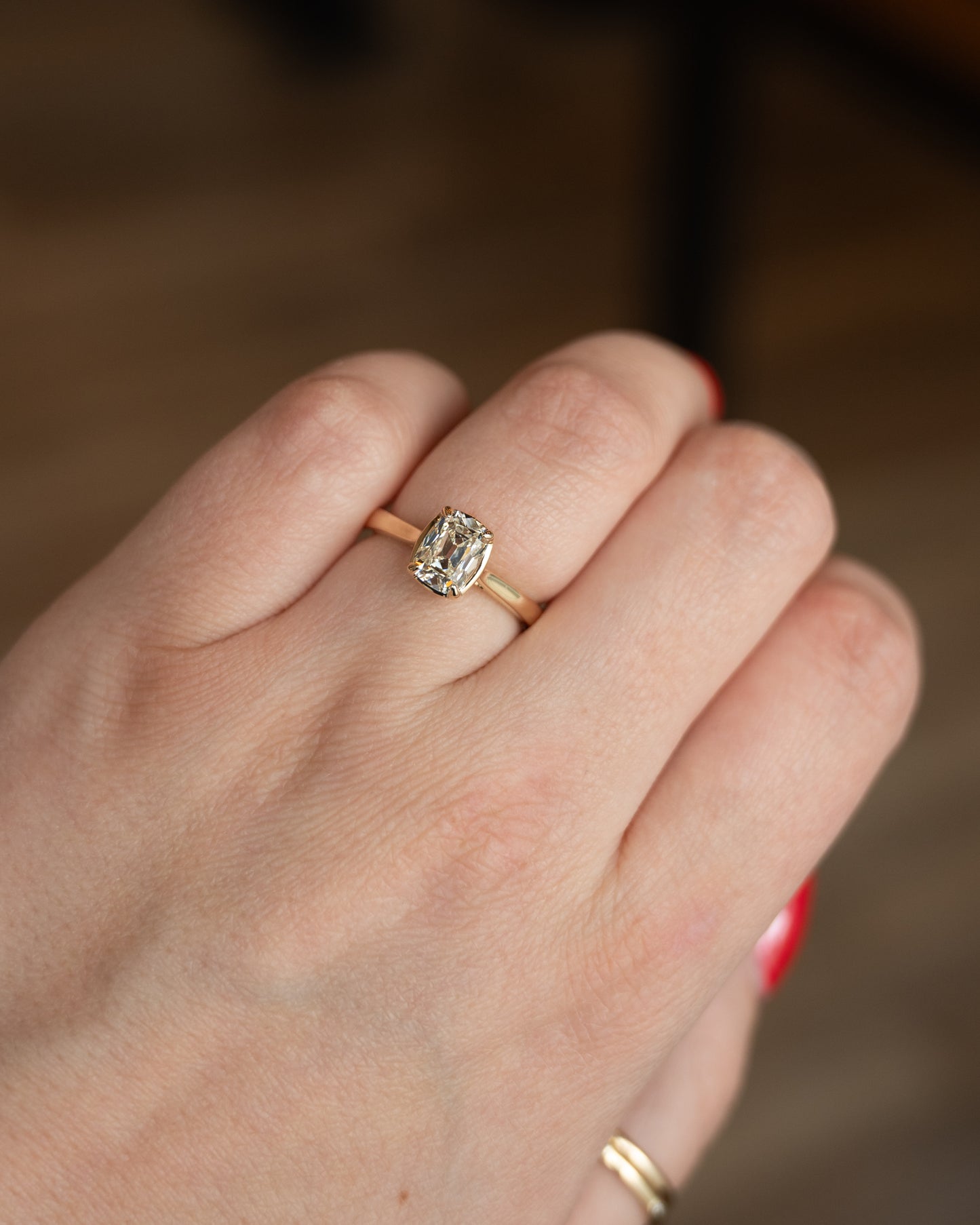 1.03 Old Mine Cushion Diamond Engagement Ring 14k
