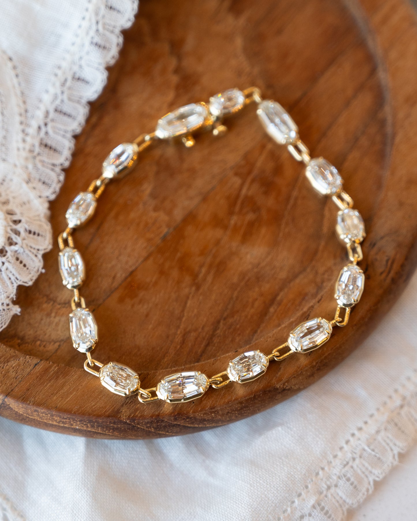 9.89 Diamond Paperclip Link Bracelet 18k Yellow Gold