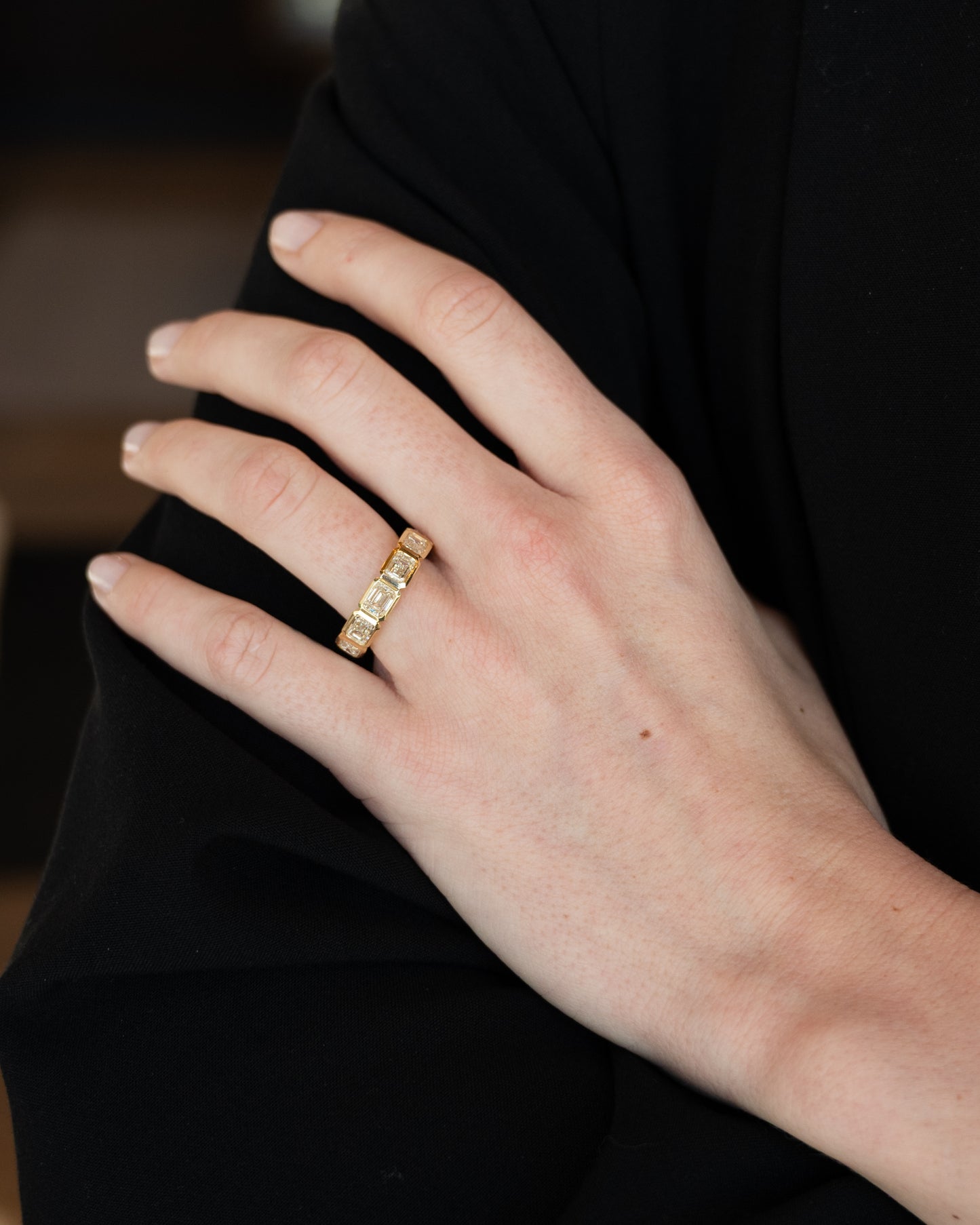 5.51 Emerald Cut Diamond Eternity Band 18k