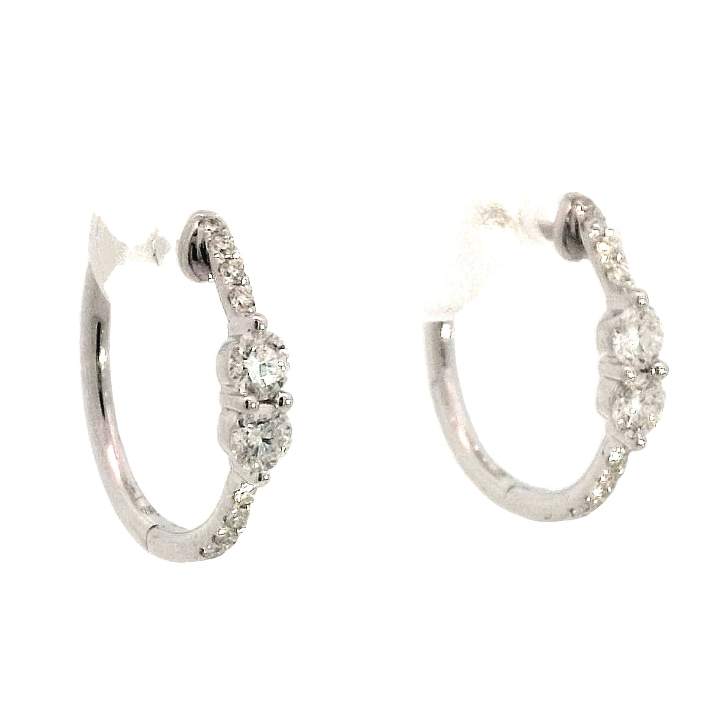 .40 Round Diamond Hoop Earrings in 14k White Gold