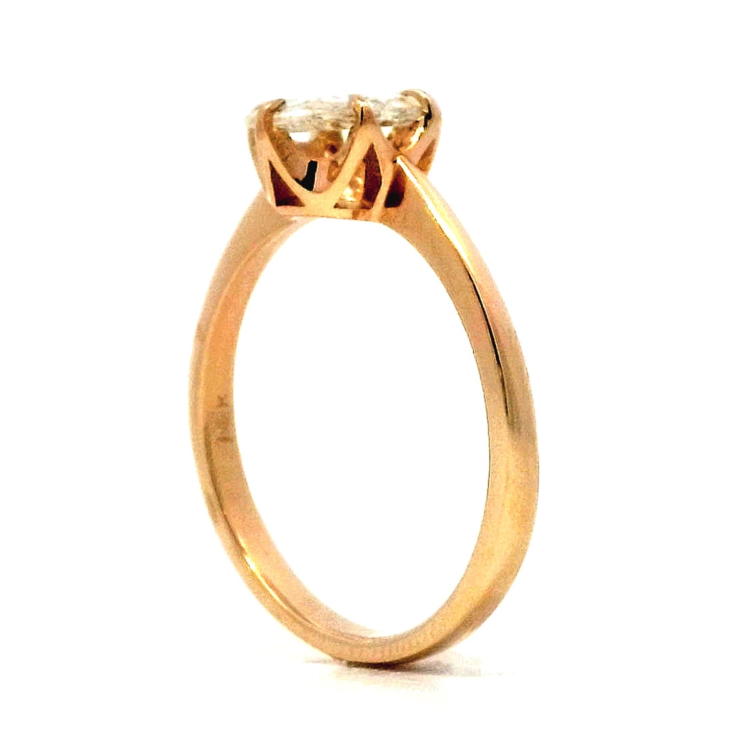 .98 Rose Cut Diamond Solitaire Engagement Ring in 14k Yellow Gold