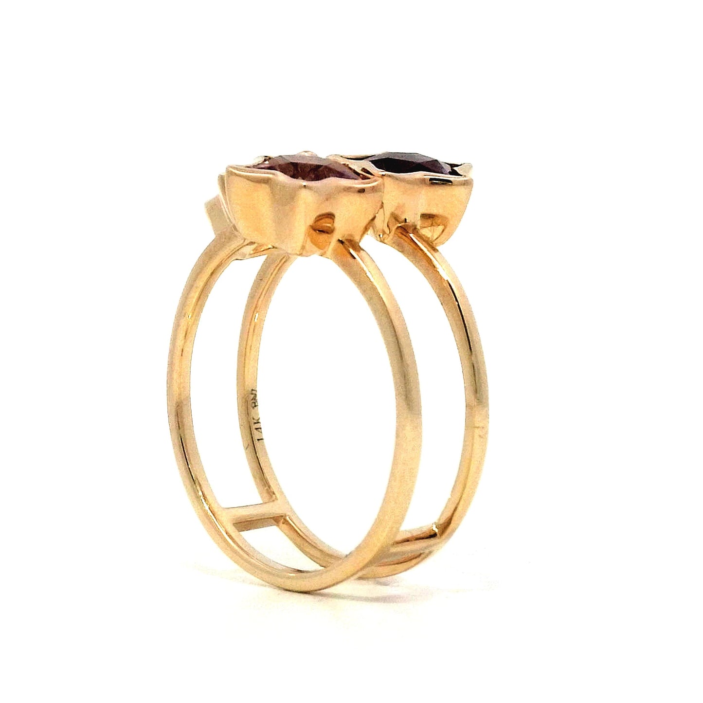 Star Amethyst & Lemon Quartz Cocktail Ring in 14k Yellow Gold