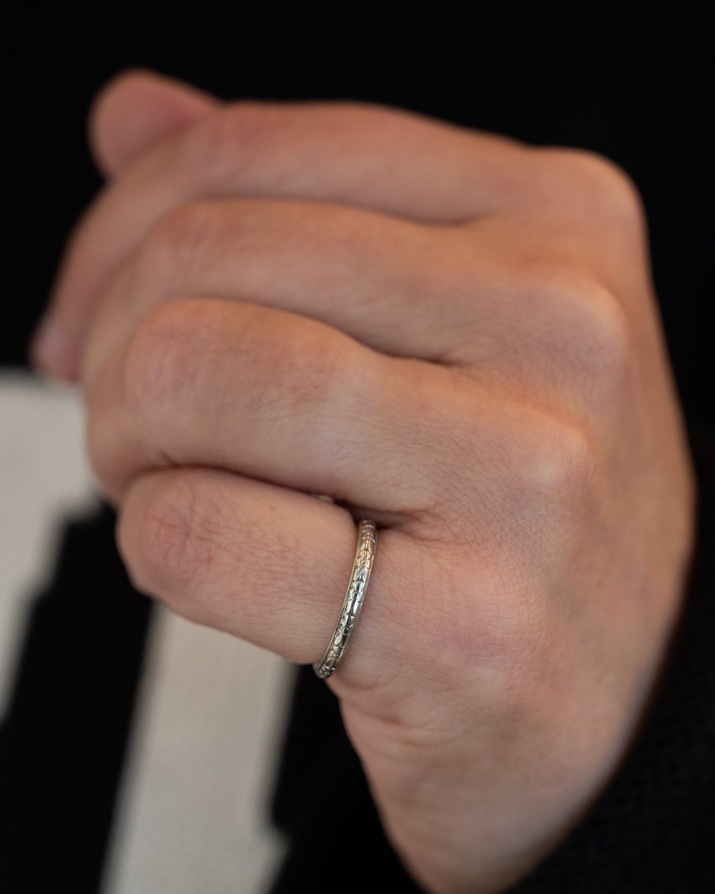 Antique Art Deco Orange Blossom Wedding Band 18k