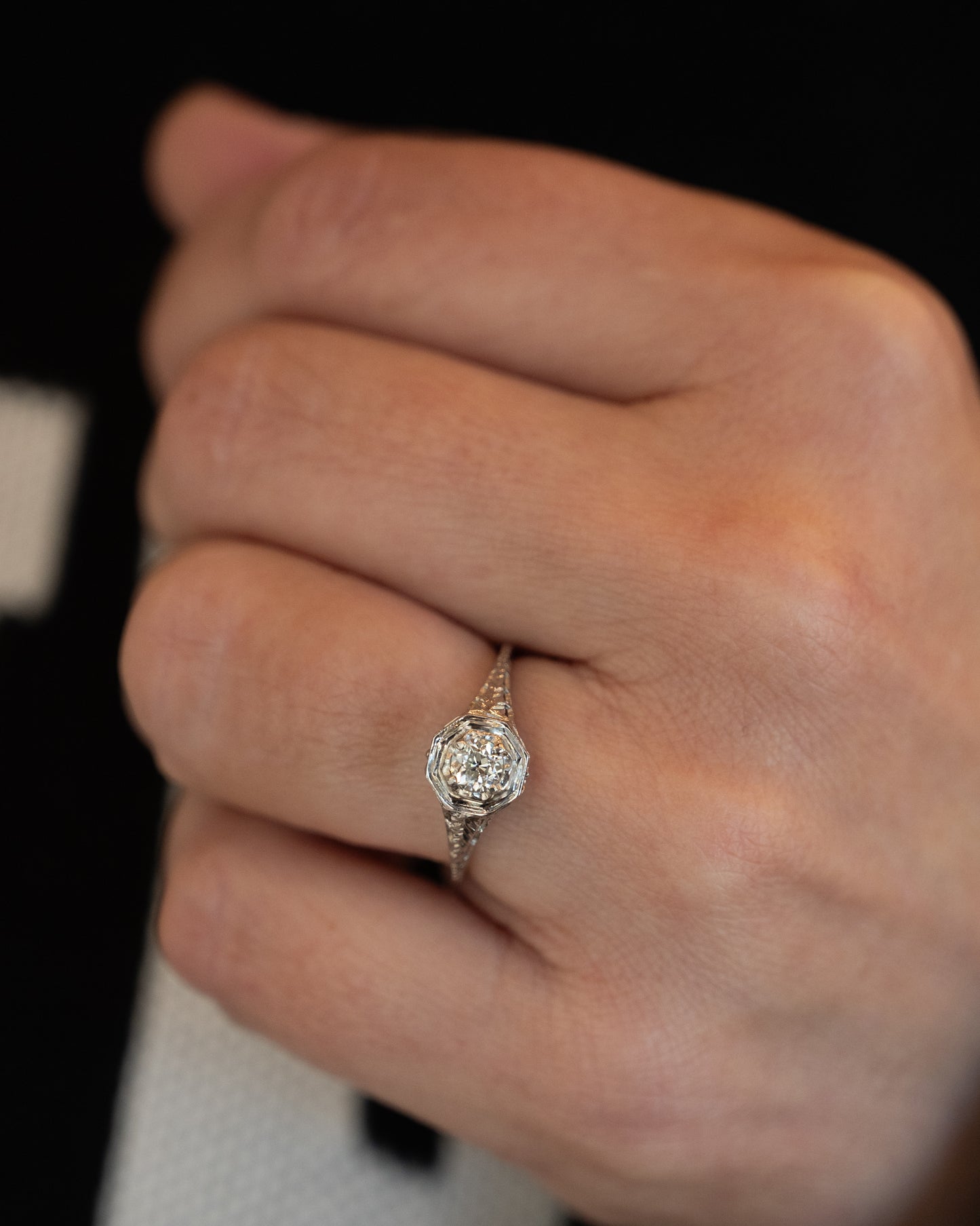 .28 Antique Old European Diamond Engagement Ring 18k