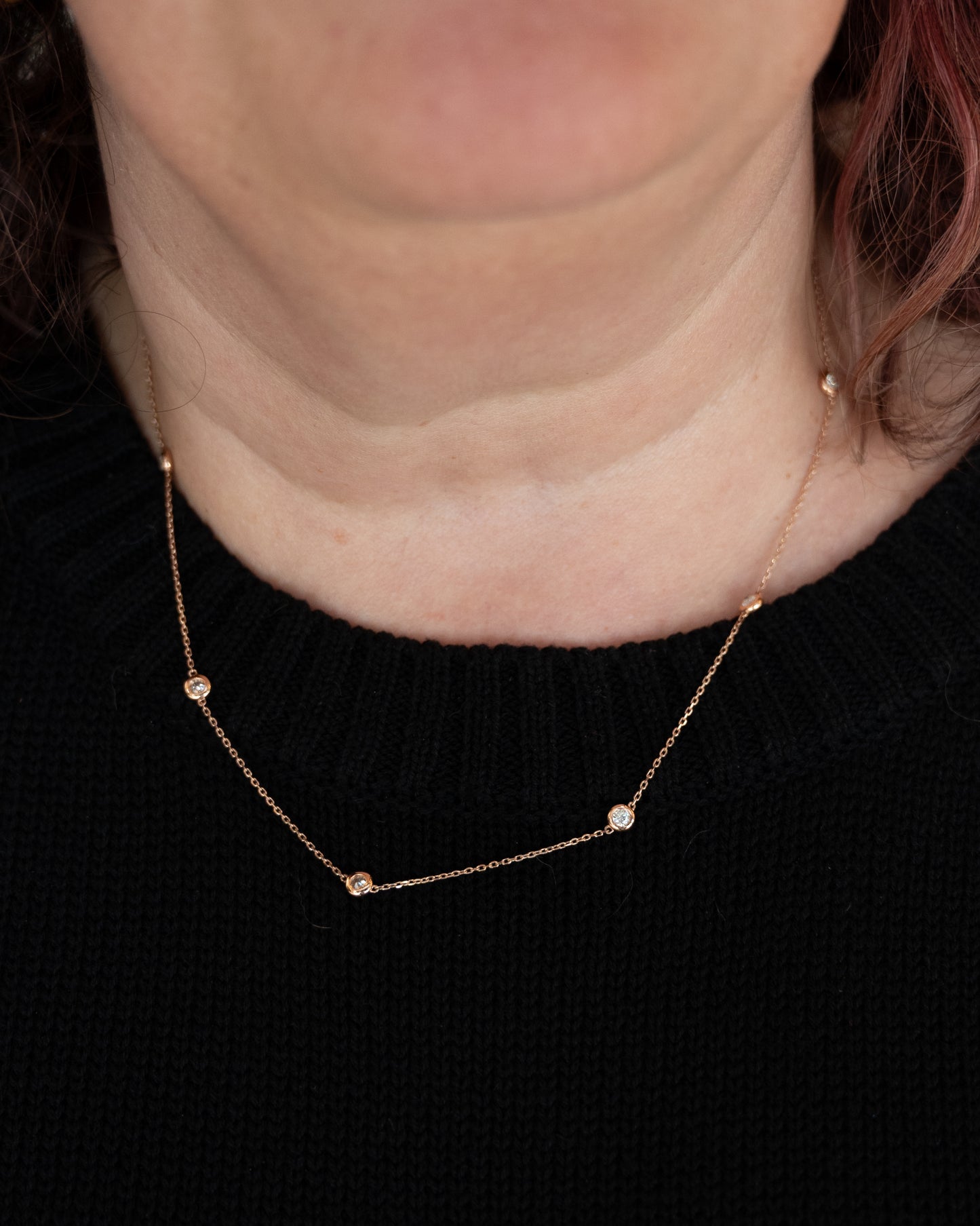 .77 Diamonds by the Yard Necklace 14k Rose Gold