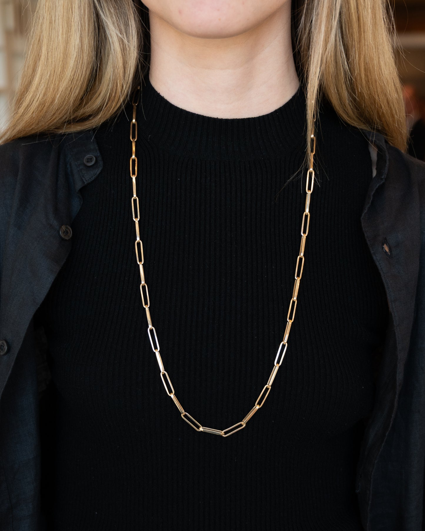 Vintage Mid-Century Paperclip Chain Necklace 14k