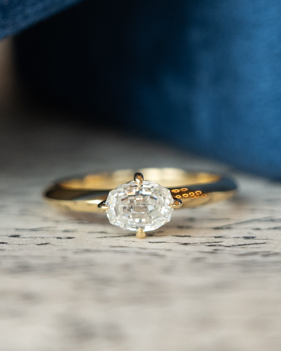 .90 GIA Oval Step Cut Diamond Engagement Ring 18k