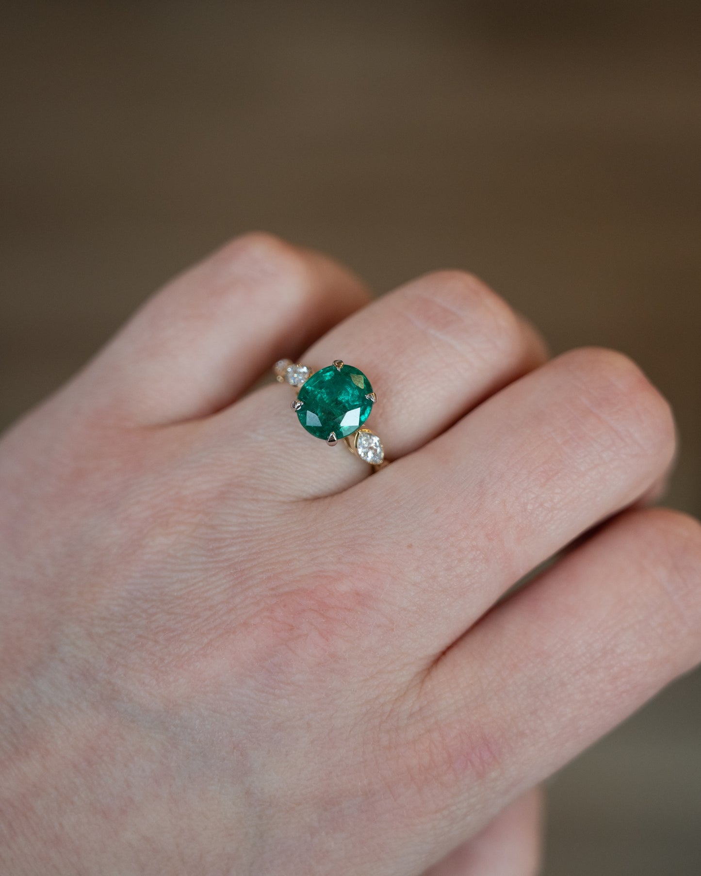2.88 Emerald Engagement Ring Two-Tone 14k